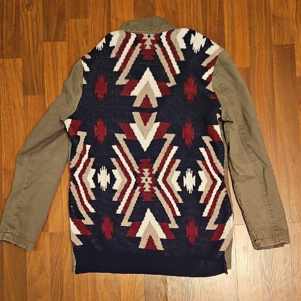 Thread & Supply Olive and Navy Geometric Utility Jacket